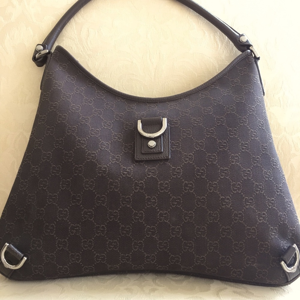 RARE GUCCI Abbey GG Canvas Leather Handbag